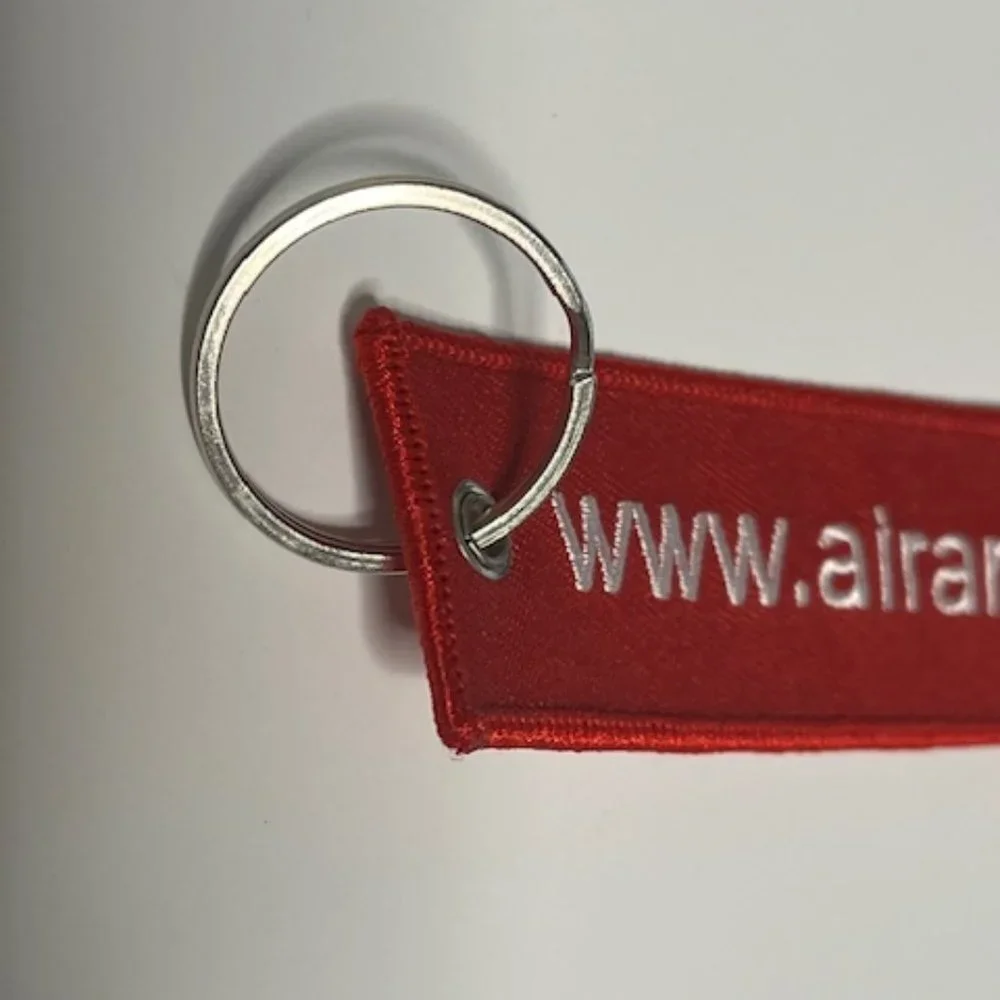 Air Animal Pet Movers Embroidered Red/White Luggage Tag Keychain 5.75